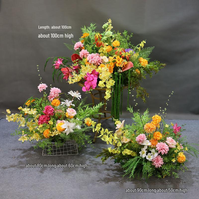 Dopamine Wedding Aisle Flowers: Monet Garden Style, Soft Decorative Flower Strip, Colorful Display.