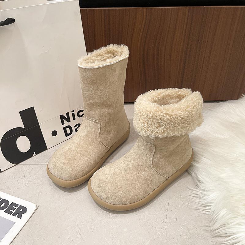 

Women s lightweight heightening thick sole winter warm fur one snow boots plush lining non-slip casual sports cotton boots 40 хаки