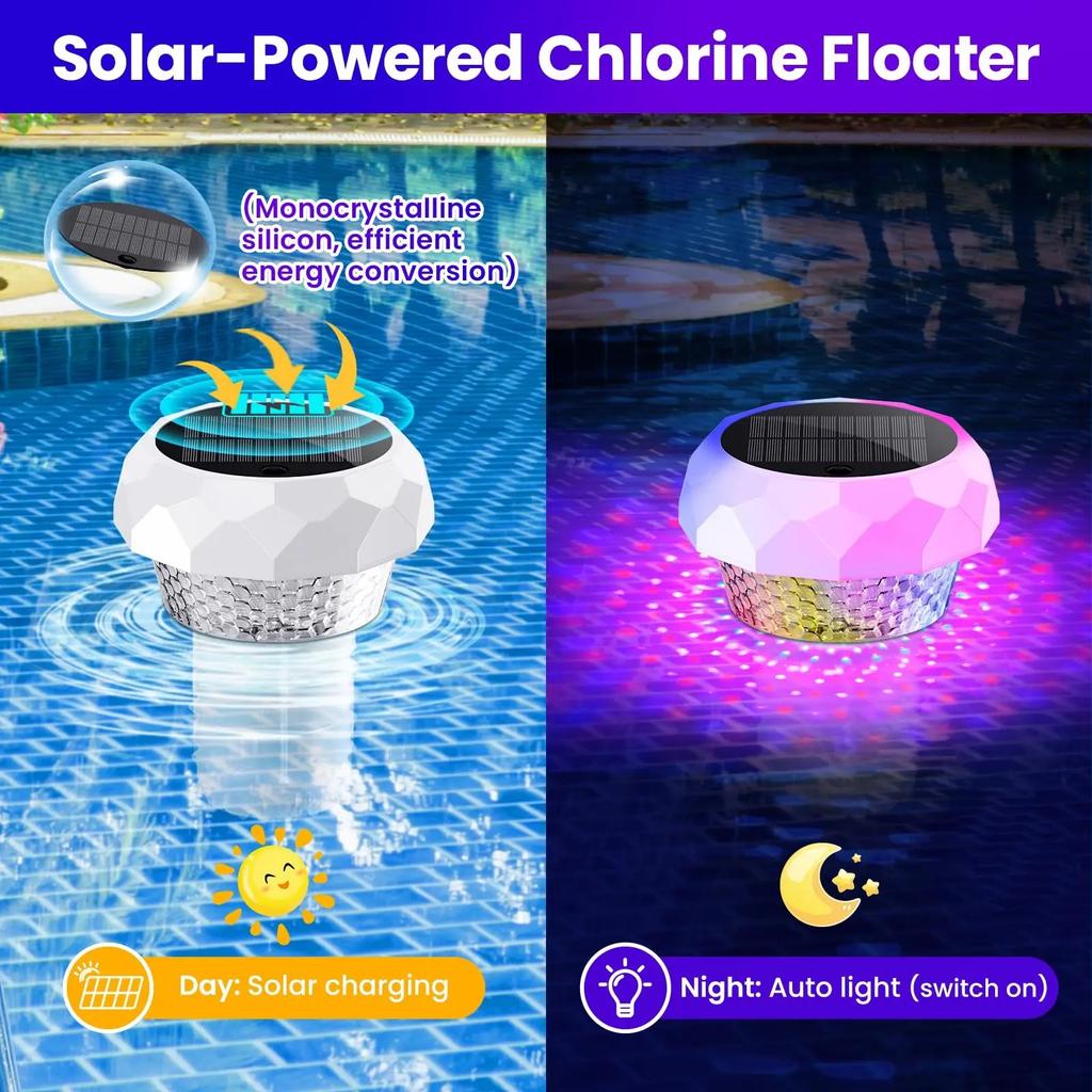 RGB Pool Lamp Solar Powered Lighting Remote Control LED Pood Decor Lights for Swimming Pool Garden Pood or Lawn