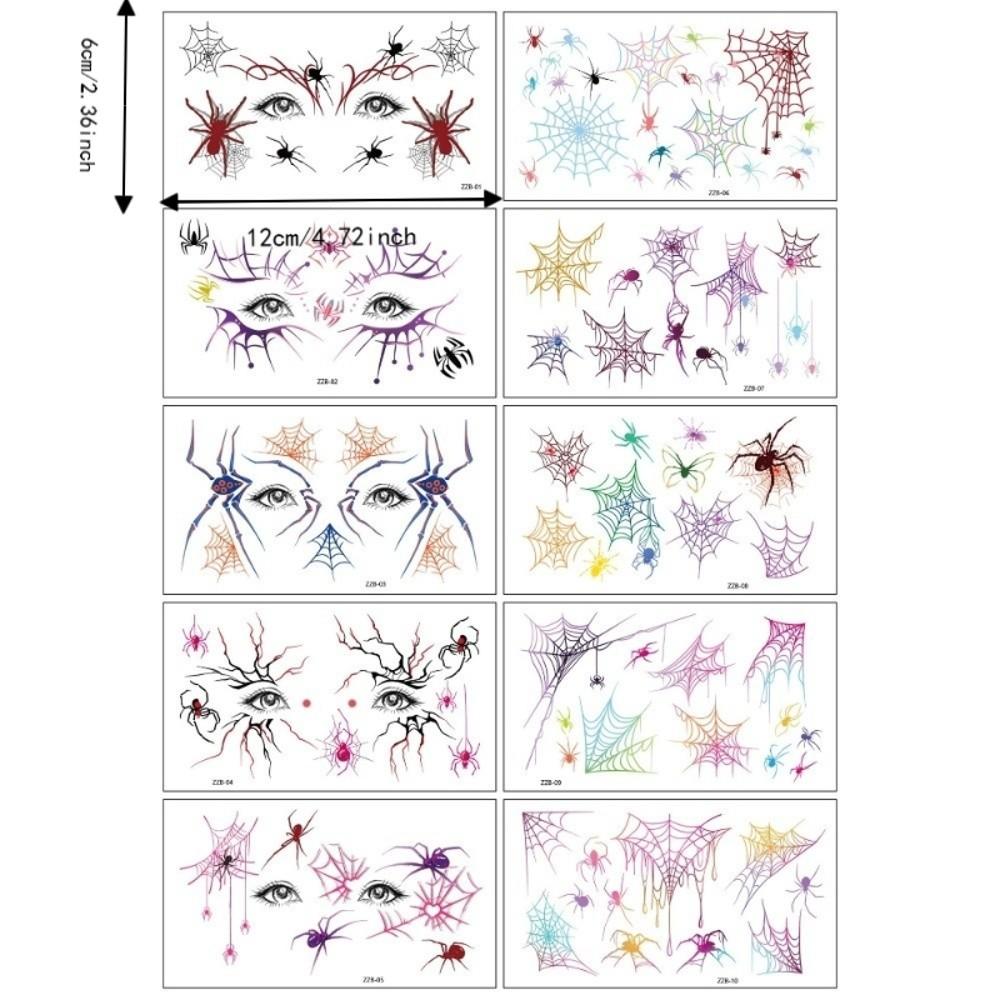 10 Pcs Waterproof Halloween Spider Tattoo Colored Body Tattoo Stickers Party Supplies