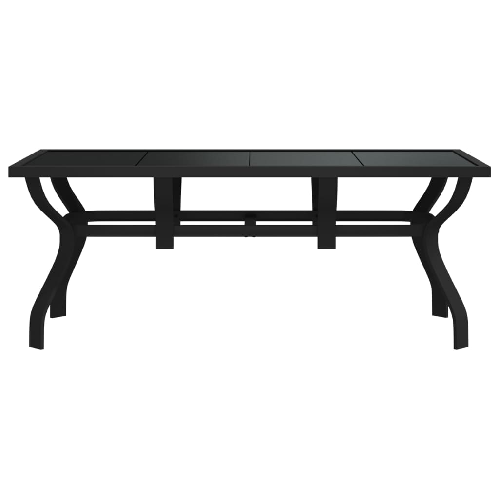 Garden Table Black 180 X 80 X 70 Cm Steel and Glass