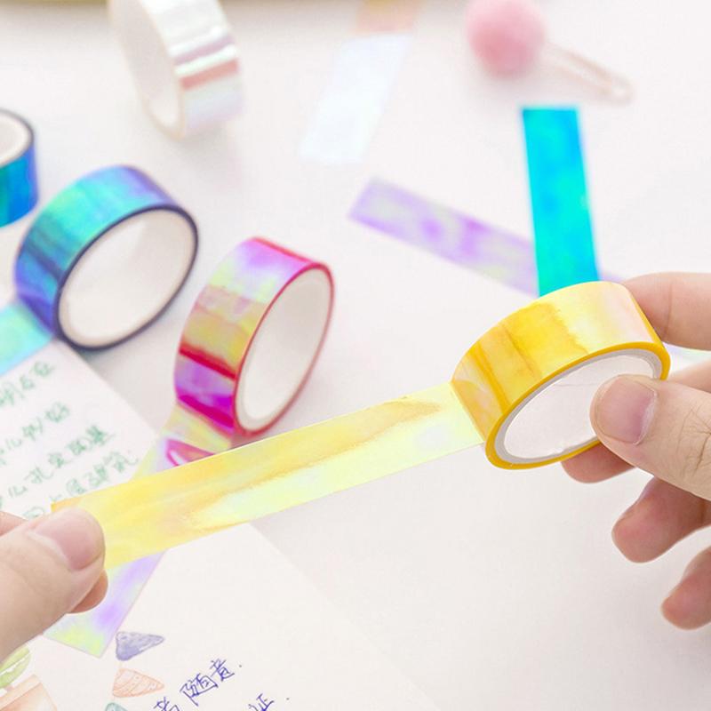 500Cm Holographic Rg Prismatic Glitter Tape Hoops Stick Rhythmic Gymnastics Ring Decoration Fitness Equipment Diy Scrapbooking