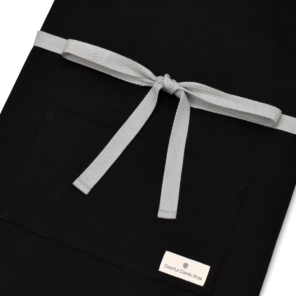 COLORFUL CANDY STYLE Apron In Solid and Triangle Scarf Easy To Put On and Take Elementary School N1256140 Children's (100-120cm) Black, Boys' Set,