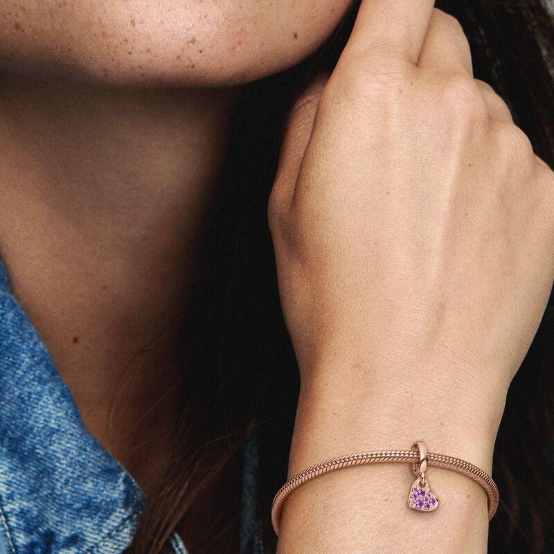 Pandora Tilted Heart Pavé Pendant Women Jewelry 789404C03