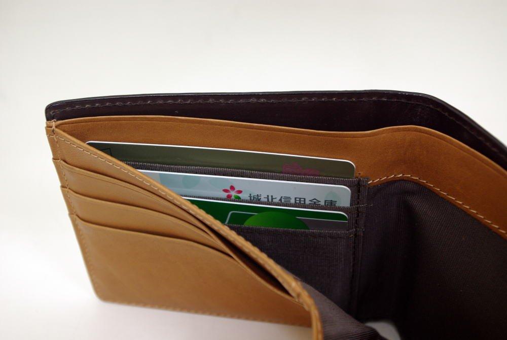 [Saint Cuir BRIDLE LEATHER] British Thomas Bridle Leather and Tanned Leather Bifold Card Wallet (No Coin Compartment, Pure Bill Compartment) (Dark
