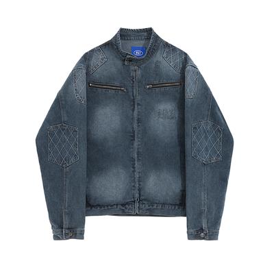Retro Washed Short Jacket Men's Autumn Loose Stand-up Collar Top Korean Style Trendy Handsome Denim Jacket
