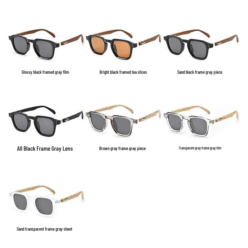 Stylish Polarized Wood Grain Rivet Sunglasses for Women & Men - High-End Look with UV Protection