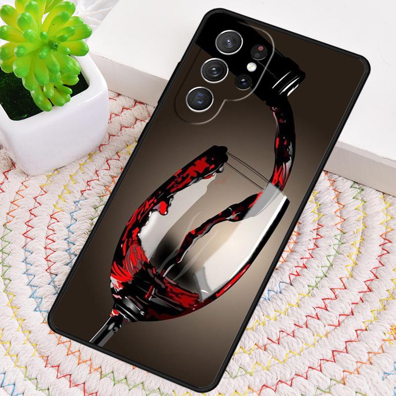 Custodia per Telefono in TPU con Disegno di Bicchiere di Vino Rosso Per Samsung Galaxy note 10 pro S26 S25 S24 S23 S22 Ultra Plus S21 FE S20 Copertura Antiurto