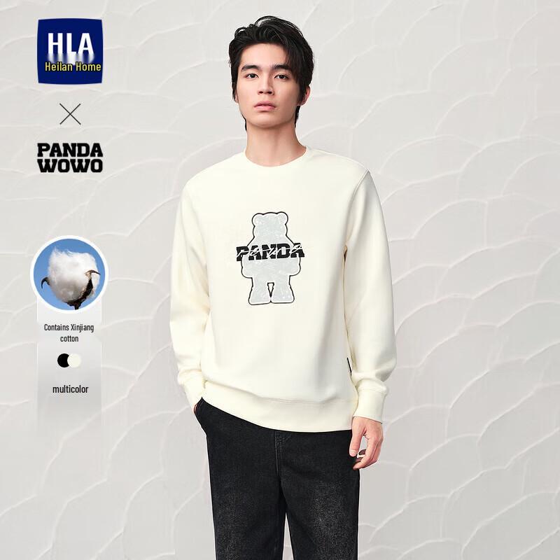

HLA Men s Panda Wowo Embroidered Round Neck Sweatshirt L