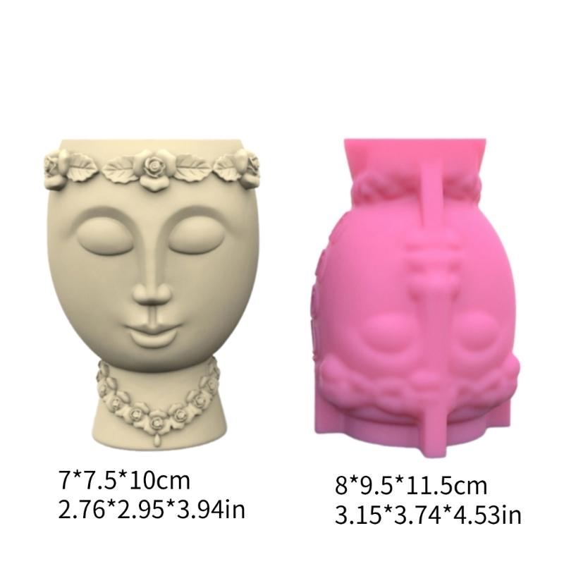 Flower Vase Silicone Mold  Crafting Tool Face Shaped Succulent Vase Molds Concrete Silicone Mold for  Flowerpot
