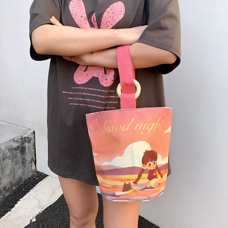 Холщовая сумка-тоут Fumaide  Закатная девушка  (2-Pack)