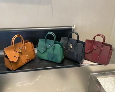 2025 New Style Genuine Leather Womens Bag Top Layer Cowhide 30CM Metal Bag Irregular Cover Bag Desordre Handbag