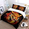 3Pcs Fiery Red Chinese Dragon Head Duvet Cover Set Black Base New Year Lucky Bedding Single Double King Queen Gift