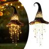 Chapeau de sorcière léger Décoration Carillon suspendu lumineux, Sorcier lumineux LED avec Étoile oscillante à pampilles pour jardin, patio, Halloween, Intérieur extérieur Porche
