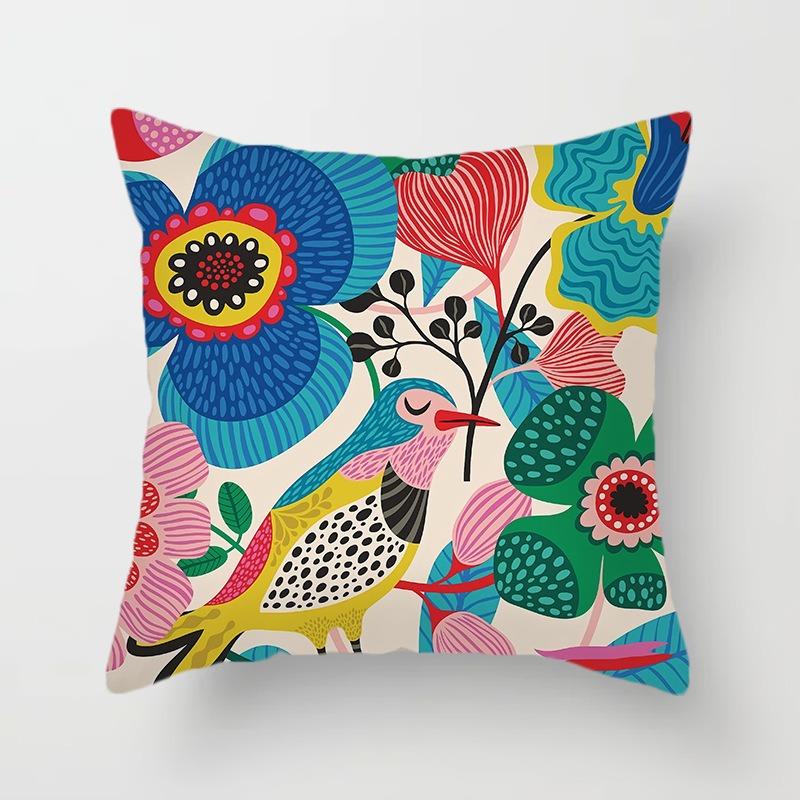 Juste de coussin colorée peinte d'art du monde, taie d'oreiller de luxe, décoration de bureau, décoration de la maison