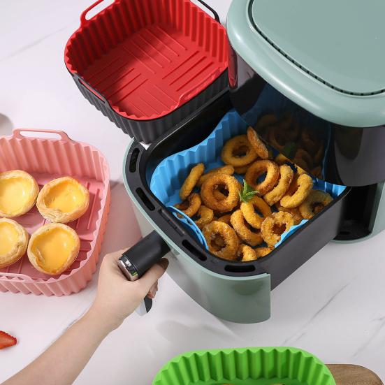 Square Air Fryer Liner Silicone Baking Mat 6.7 Inch Non-Stick Oven Safe Tray BPA-Free Air Fryer Basket for Even Cooking