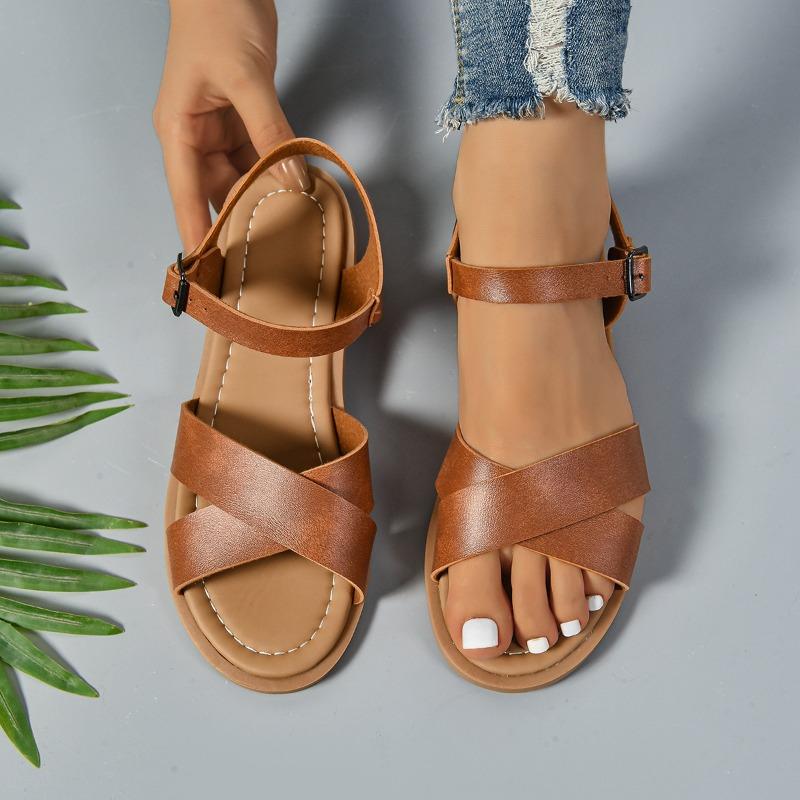 Large Size Flat Sandals Women's Summer New Round Toe