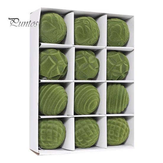 

12 шт. бархатных рождественских шаров 2,36 дюйма, флокированные елочные подвесные шары, небьющиеся рождественские шары, безделушки для вечеринки, свадьбы, домашнего декора армия зеленый