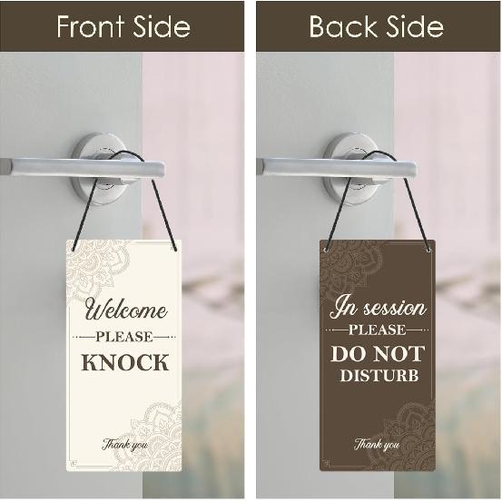 Do Not Disturb Door Hanger Sign - Welcom Please Do Not Disturb Sign for Office Reversible Double Sided In Session Door Signs for Office Business