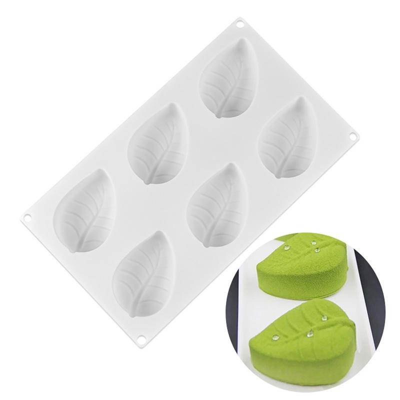 6 Holes Leaf Shaped Silicone Mold Candy Polymer Clay Fondant Mould Cake Decorating Gadgets Making Gumpaste Leaves Moulds