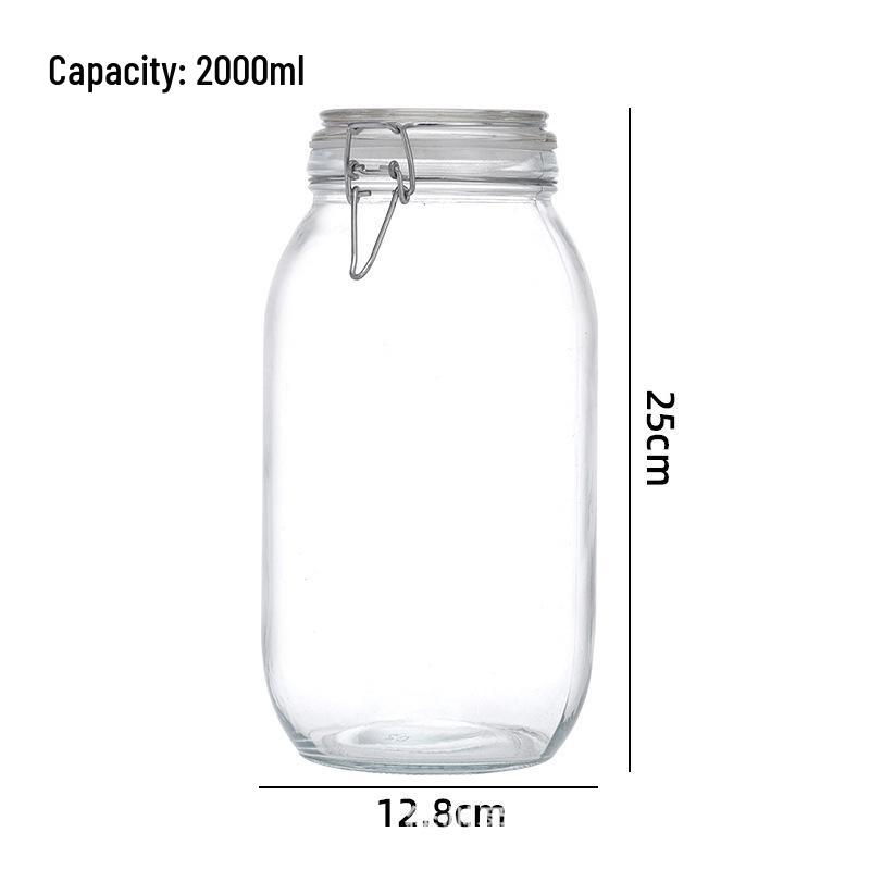 Glass Storage Jar with Stainless Steel Buckle for Tea, Grains, and Cereals
