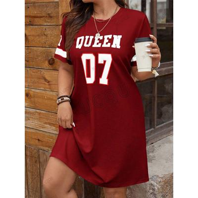 Sommer Neues Damen Queen No.07 Grafikdruck Kurzarm T-Shirt Mädchen Kleid Sportlich Lässig Jersey Y2K Locker Umstandskleid