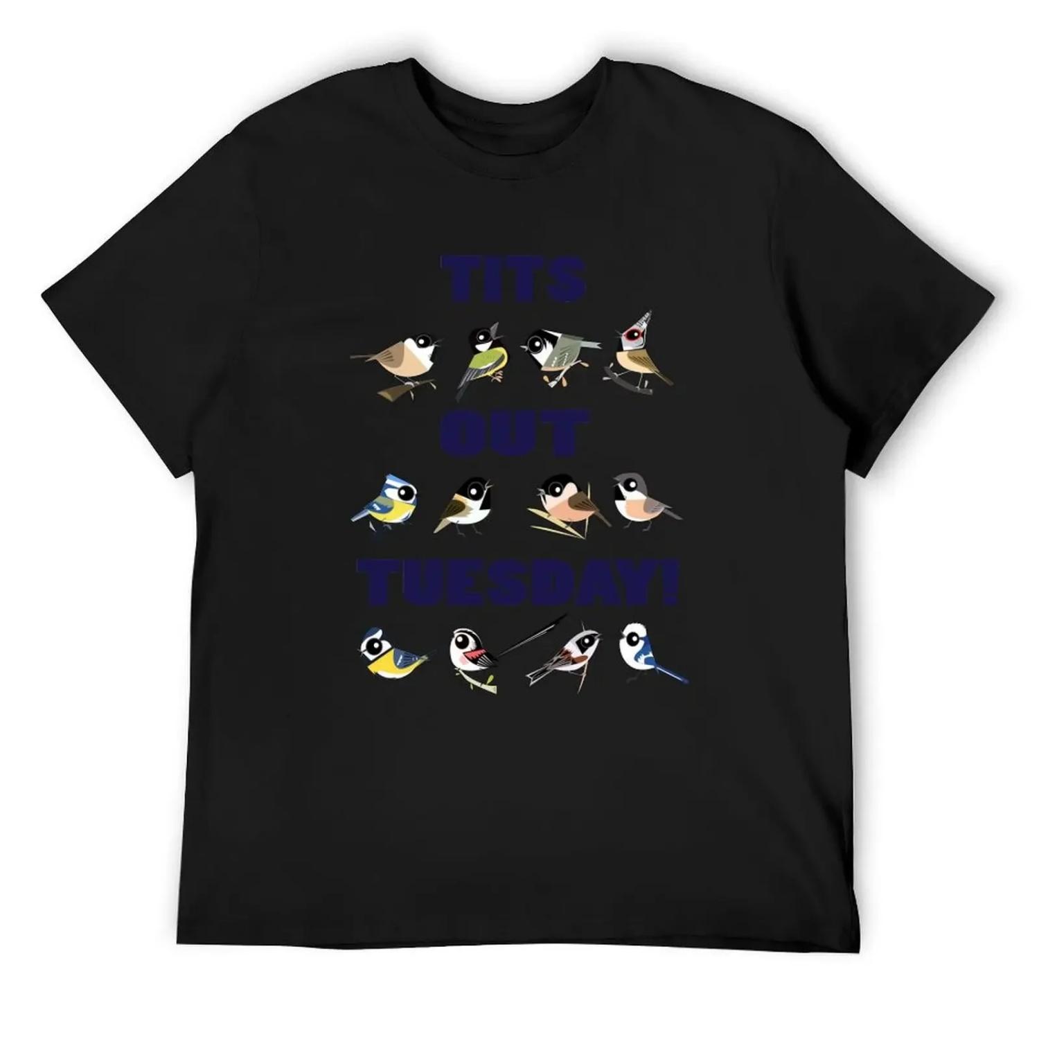 

Tits Out Tuesday T-Shirt funny shirt cotton oversizeds shirts graphic tees clothing for men S чёрный