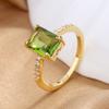 2026 French Retro Temperament Zircon Ring Female Wedding Princess Square Olive Green Ring Niche Light Luxury Jewelry