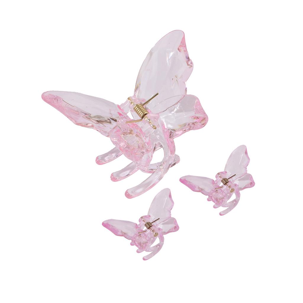 3 ks Průhledná sponka do vlasů s motýlkem, Sponka do vlasů na zadní stranu hlavy, Žraločí sponka, Spona pro vysoký culík, Vlasové doplňky