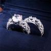 CopperSparkling AAA Cubic Zirconia Gorgeous Rings for Women 2 pcs/set Hollow Flower Ring Female Jewelry Gifts
