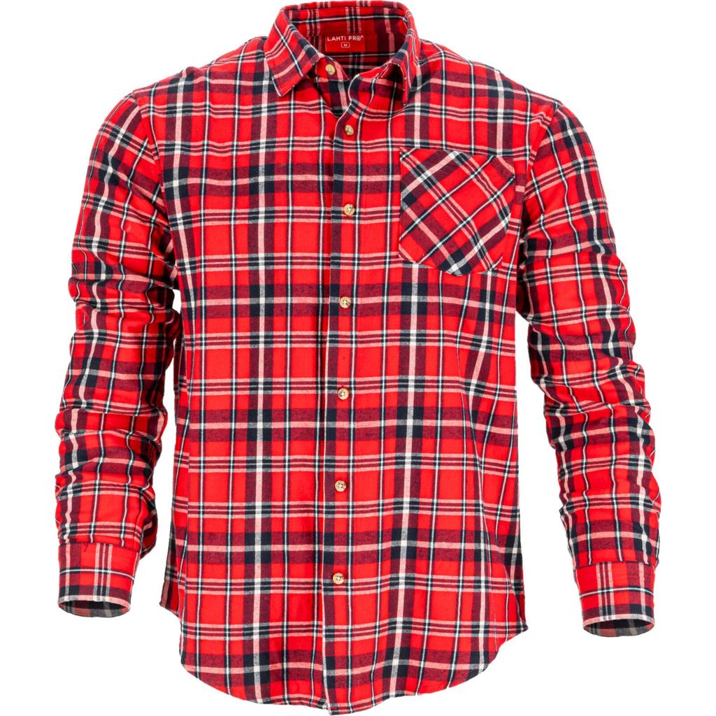 Flannel Shirt Red-Navy, 170G/M2, "", Ce, Lahti