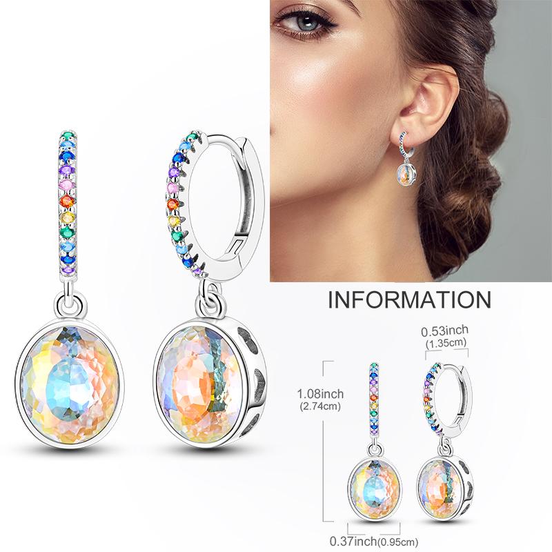 925 Silver Hoop Earring Moon Sun Earring Pendent Zircon Heart Shape Star Eardrop For Women Girl Making Jewelry