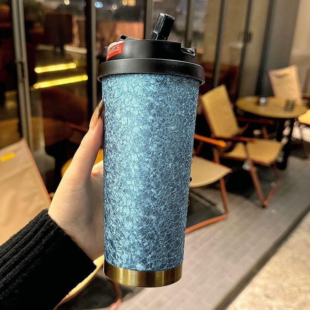 Sparkling Thermos Cup Stainless Steel Hot Drink Water Glass Large Capacity Beverage Cups Milk Tea Coffee Latte Cold Drink Mugs