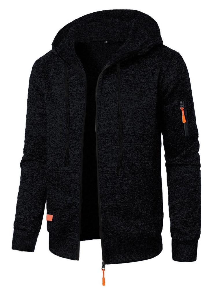 Men's Jacquard Knit Sports Hoodie Cardigan