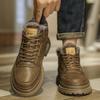 Pánské kožené boty 2025 Vysoká kvalita Zimní teplé Kotníkové Krátké Šněrovací Silná podrážka Protiskluzové Ležérní Pracovní Pánské boty