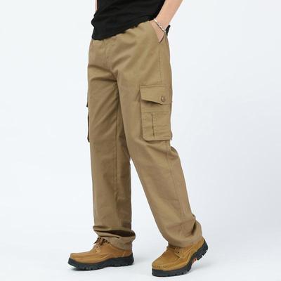 Frühling und Herbst Mehrfachtaschen-Overall Herren Locker Übergröße Lässige Cargohose Hose