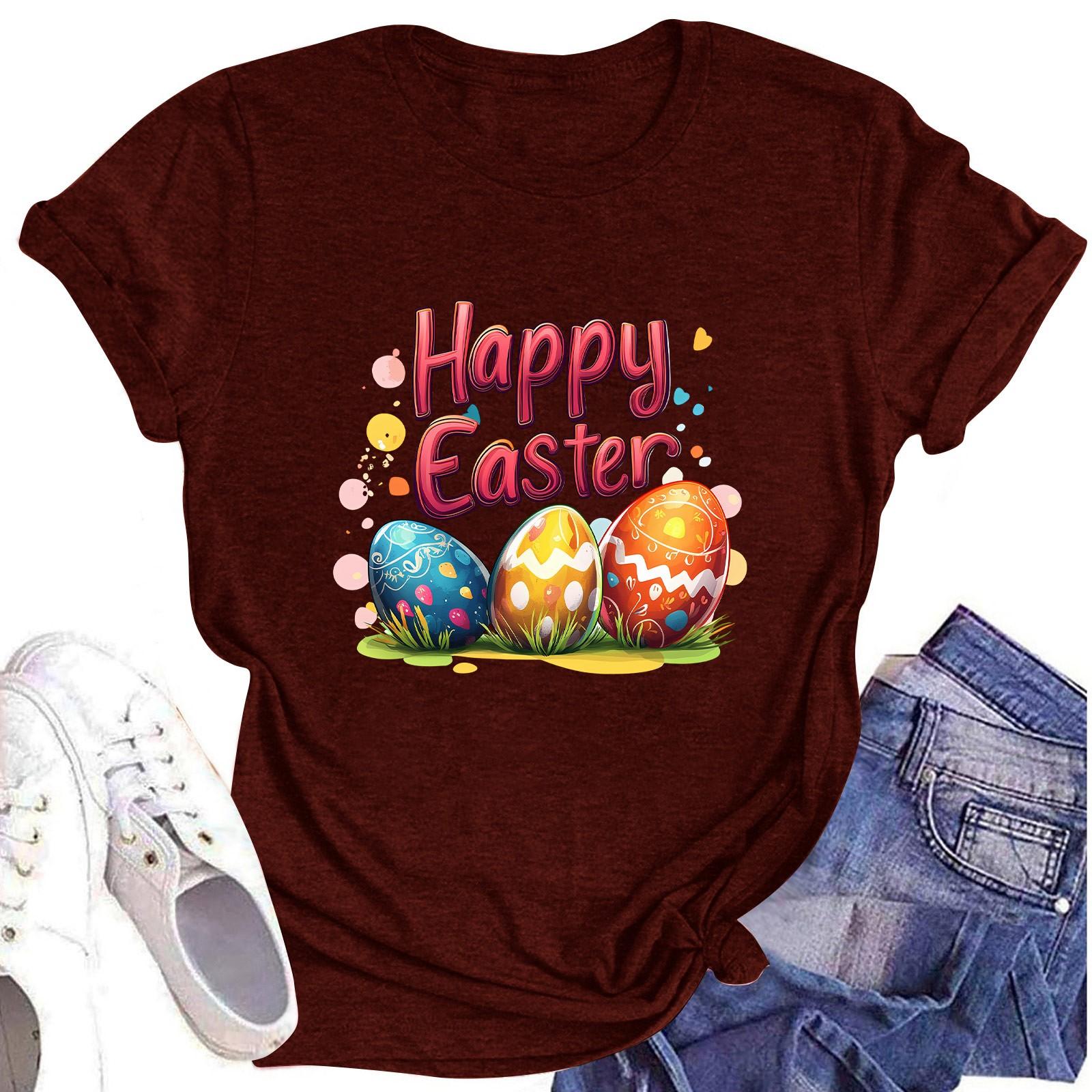 

Женский топ с круглым вырезом, повседневный принт, футболка с короткими рукавами S винный