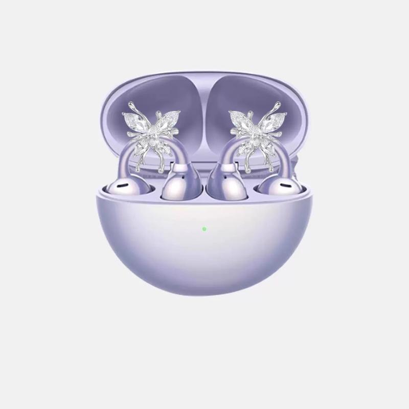 1 Pair Elegant Zirconia Decorative Earphone Parts Diy Decoration Bow For Clip-On Earbuds Open Ear Accessories