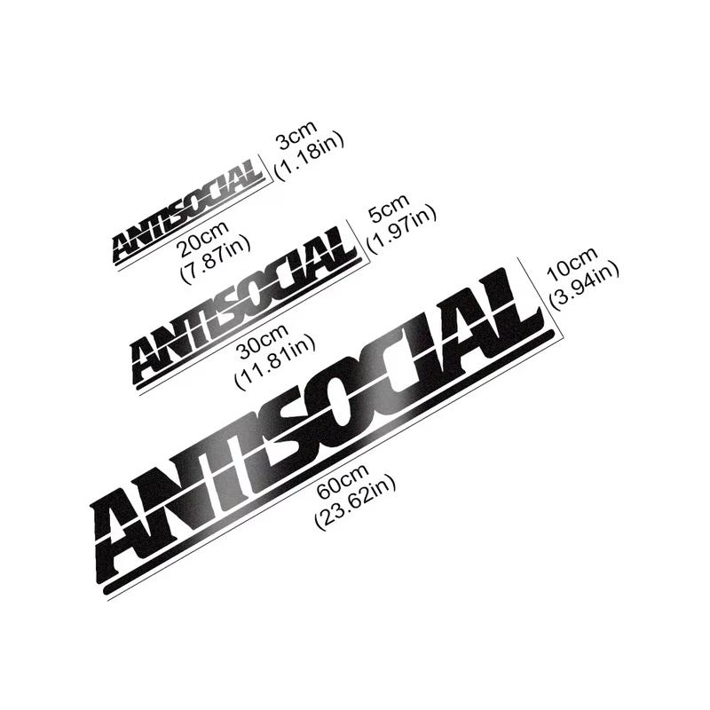 Antisocial Reflective Car Stickers Personalize For Auto Body Window Laptop Motorcycle Decals Styling Decoration Car Accessories