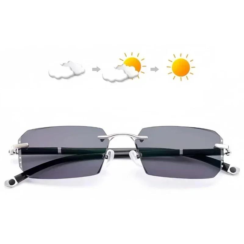 

Intelligent Color Changing Sunglasses for Presbyopia Glasses Luxury Diamond Cutting Finished Prescription Far Sight Eyewear +1.5 4.0