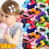 10-50 Pièces Pince à Cheveux pour Bébé Fille Couleur Bonbon Pois Imprimé Coton Épingle à Cheveux de Sécurité Mini Pince à Cheveux Bébé Enfants Mignon Accessoires de Cheveux Nœud