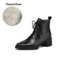 Fashion NEW Autumn/Winter Women Boots Round Toe Chunky Heel Shoes Split Leather Shoes for Women Lace-up Ankle Boots Zipper Modern Boots