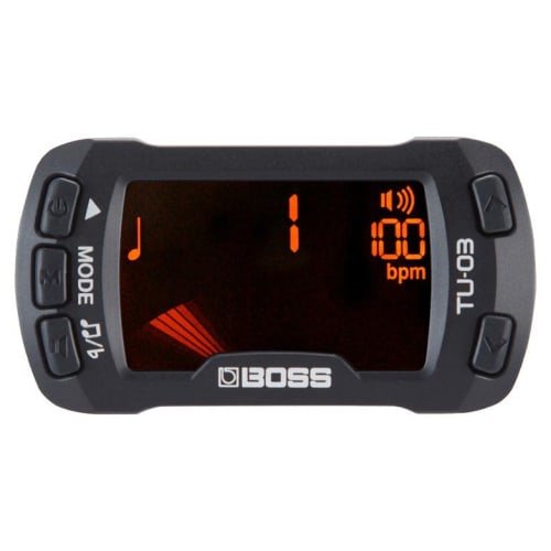 BOSS Clip-on Tuner/Metronome TU-03 for Guitar, Bass, Ukulele, and Violin with Advanced Metronome Function, Backlight, Up To 8 Hours of Use, and Auto-O