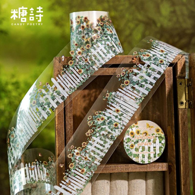 Watercolor Courtyard Fence Landscape Tape Stickers, Beautiful Fence Patterns for Hand Account Decoration and DIY Crafts