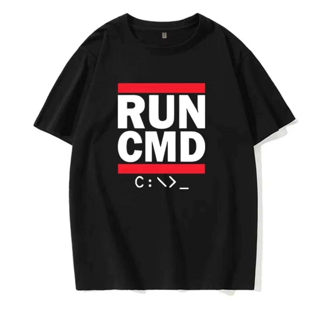 

Мужская летняя футболка Run Command Футболка из хлопка с принтом букв для программиста XXXXXL чёрный