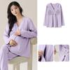 Cotton Maternity Sleepwear with Breast Pads, Pregnant Women, Postpartum Women, Breastfeeding, Spring and Autumn Home Clothing Set