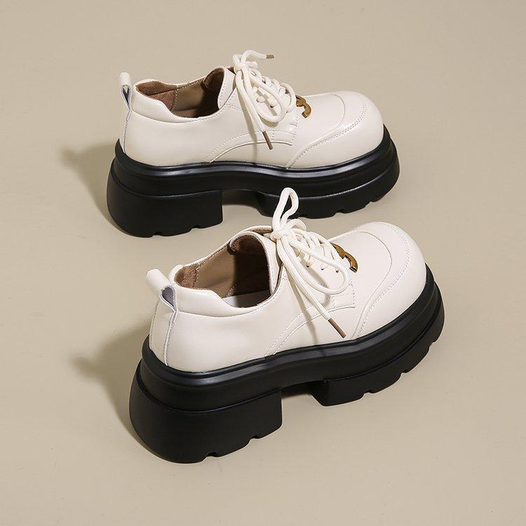 

[youshilai] platform-soled small leather shoes women s spring 2025 new thick-heeled Mary Jane shoes versatile loafers 39