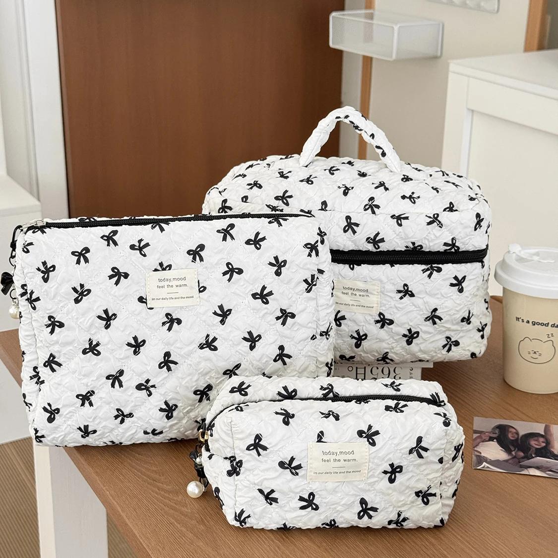 

3 Set Pink Cake Women Cosmetic Quilted Bag Portable Travel Organizer Toiletry Makeup Storage Pouch Handbag Ladies Zipper Bag