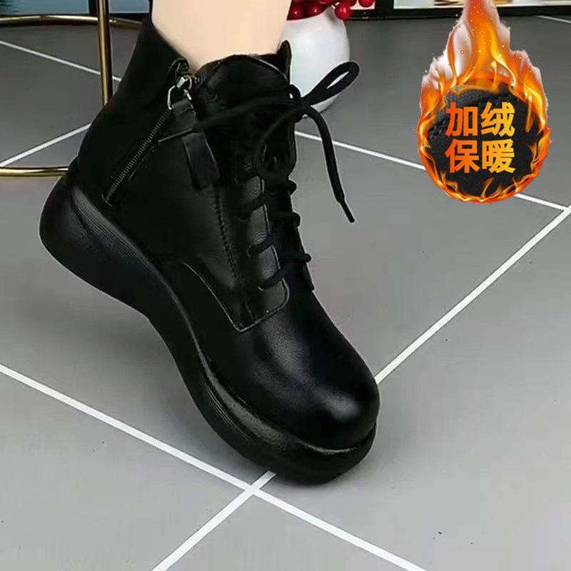 Thick-soled Single Boots Soft Leather Soft-soled British Martin Boots New Retro Zipper Short Boots In Autumn and Winter
