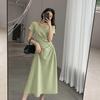 Hollow Design Summer Dress: French-Inspired Elegant Slimming Waist Hepburn Style Long Dress for Women